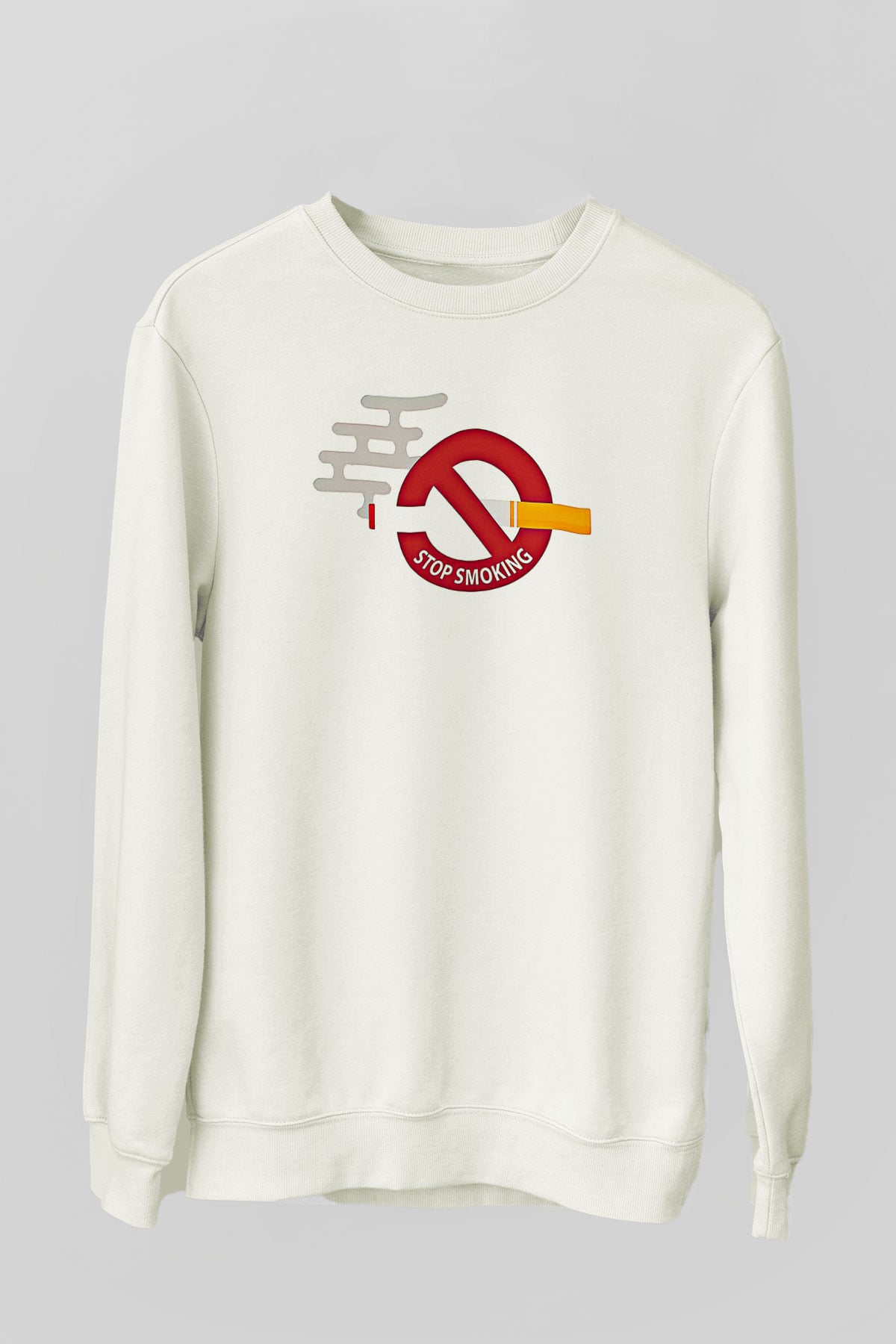 Sigarayı Bırakma Günü Baskılı Beyaz Unisex Sweatshirt