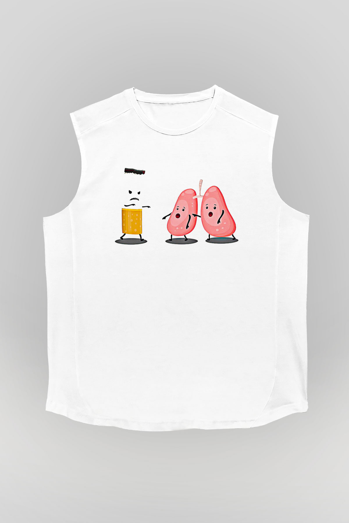 Sigarayı Bırakma Günü Baskılı Beyaz Unisex Kolsuz Tişört - Tshirt