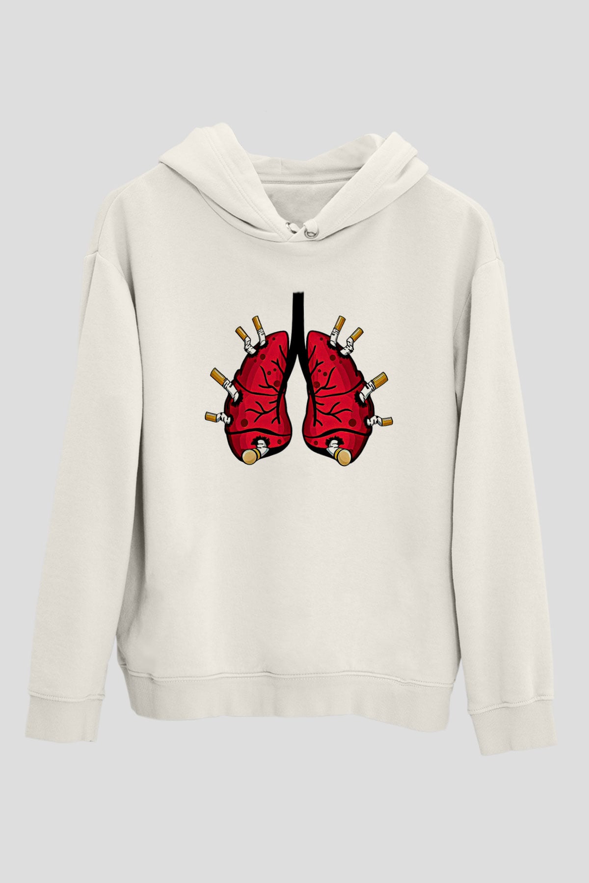 Sigarayı Bırakma Günü Baskılı Beyaz Unisex Kapüşonlu Sweatshirt