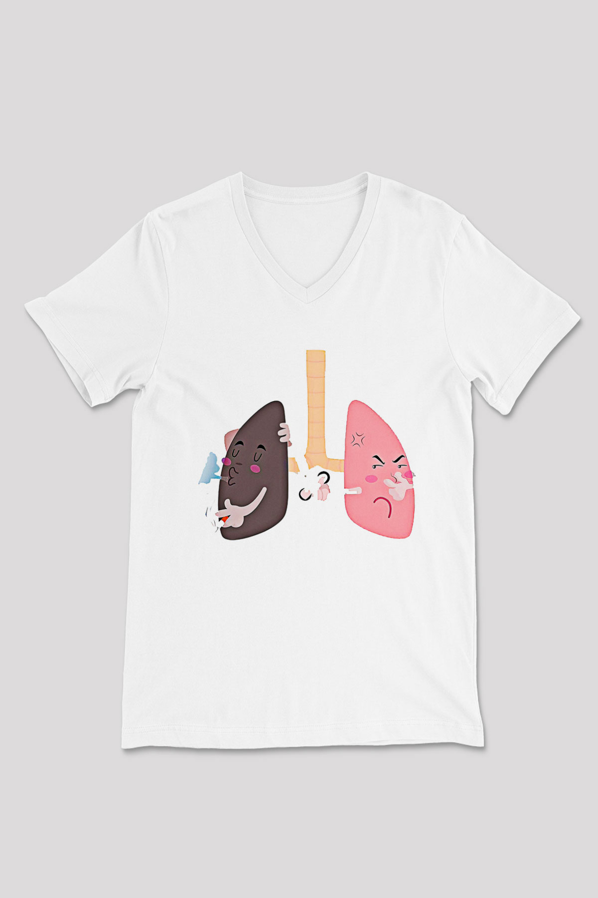 Sigarayı Bırakma Günü Baskılı Beyaz Unisex V Yaka Tişört - Tshirt