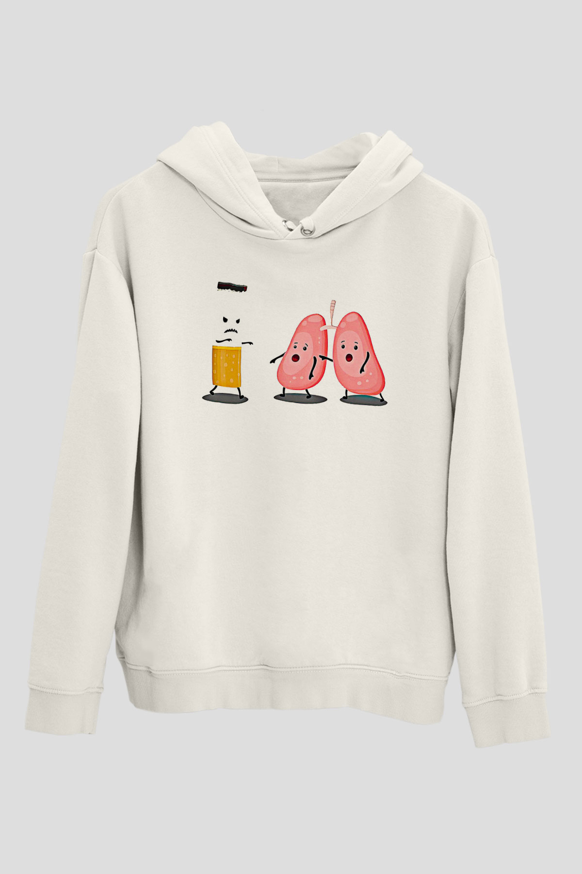 Sigarayı Bırakma Günü Baskılı Beyaz Unisex Kapüşonlu Sweatshirt