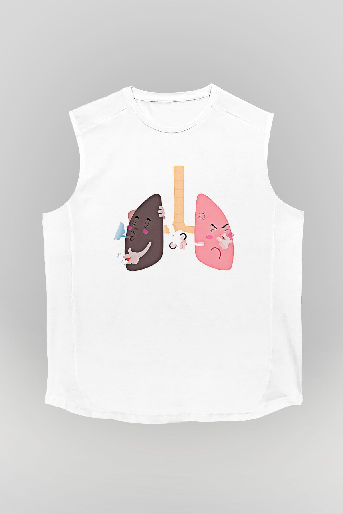 Sigarayı Bırakma Günü Baskılı Beyaz Unisex Kolsuz Tişört - Tshirt