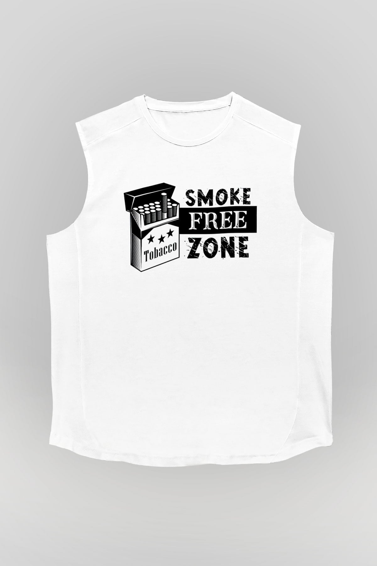 Sigarayı Bırakma Günü Baskılı Beyaz Unisex Kolsuz Tişört - Tshirt