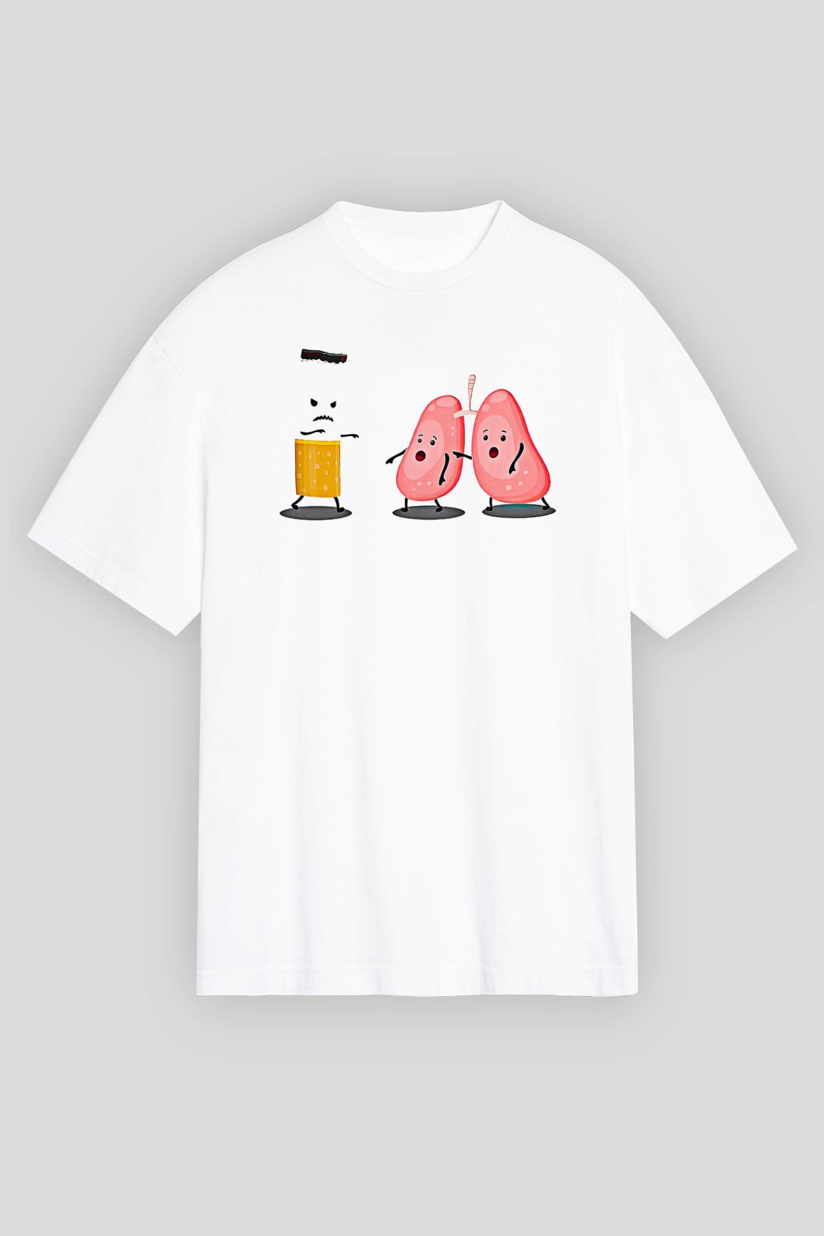Sigarayı Bırakma Günü Baskılı Beyaz Unisex Oversize Tişört - Tshirt