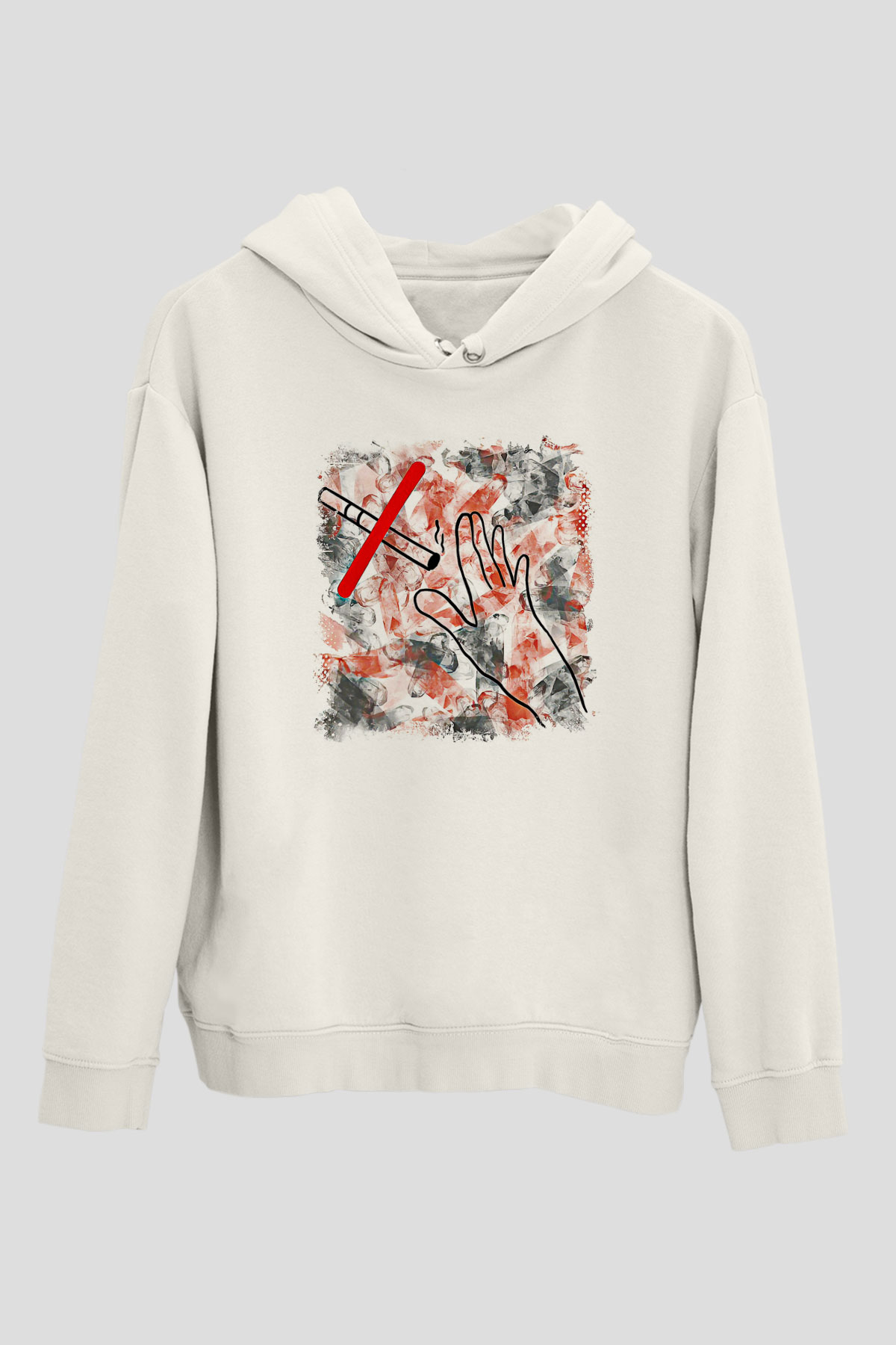 Sigarayı Bırakma Günü Baskılı Beyaz Unisex Kapüşonlu Sweatshirt