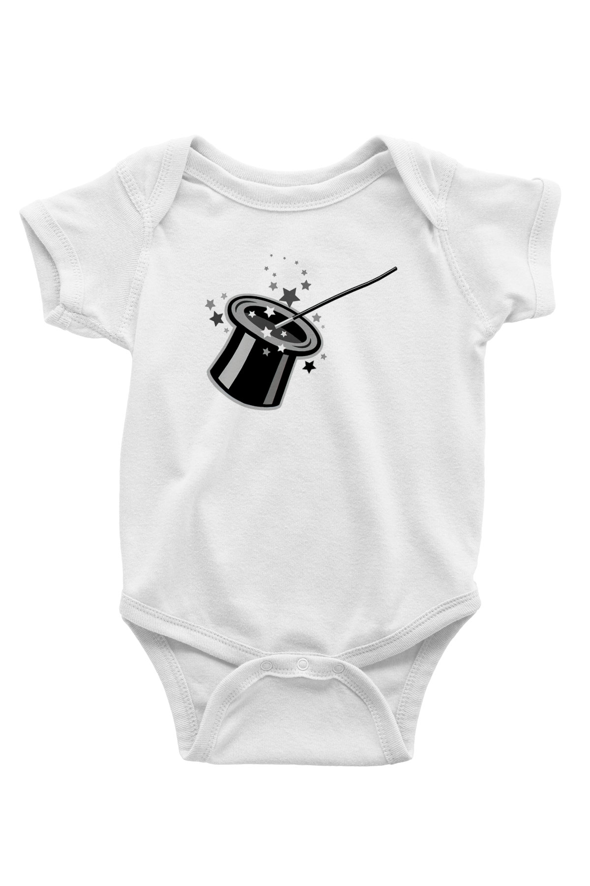 Sihirbaz Baskılı Beyaz Unisex Bebek Body - Zıbın