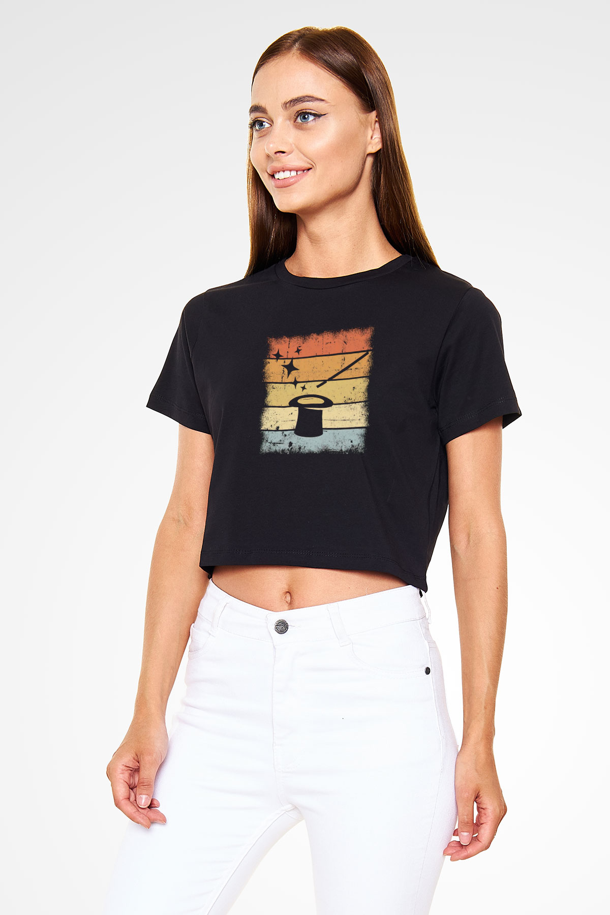 Sihirbaz Siyah  Crop Top Tişört