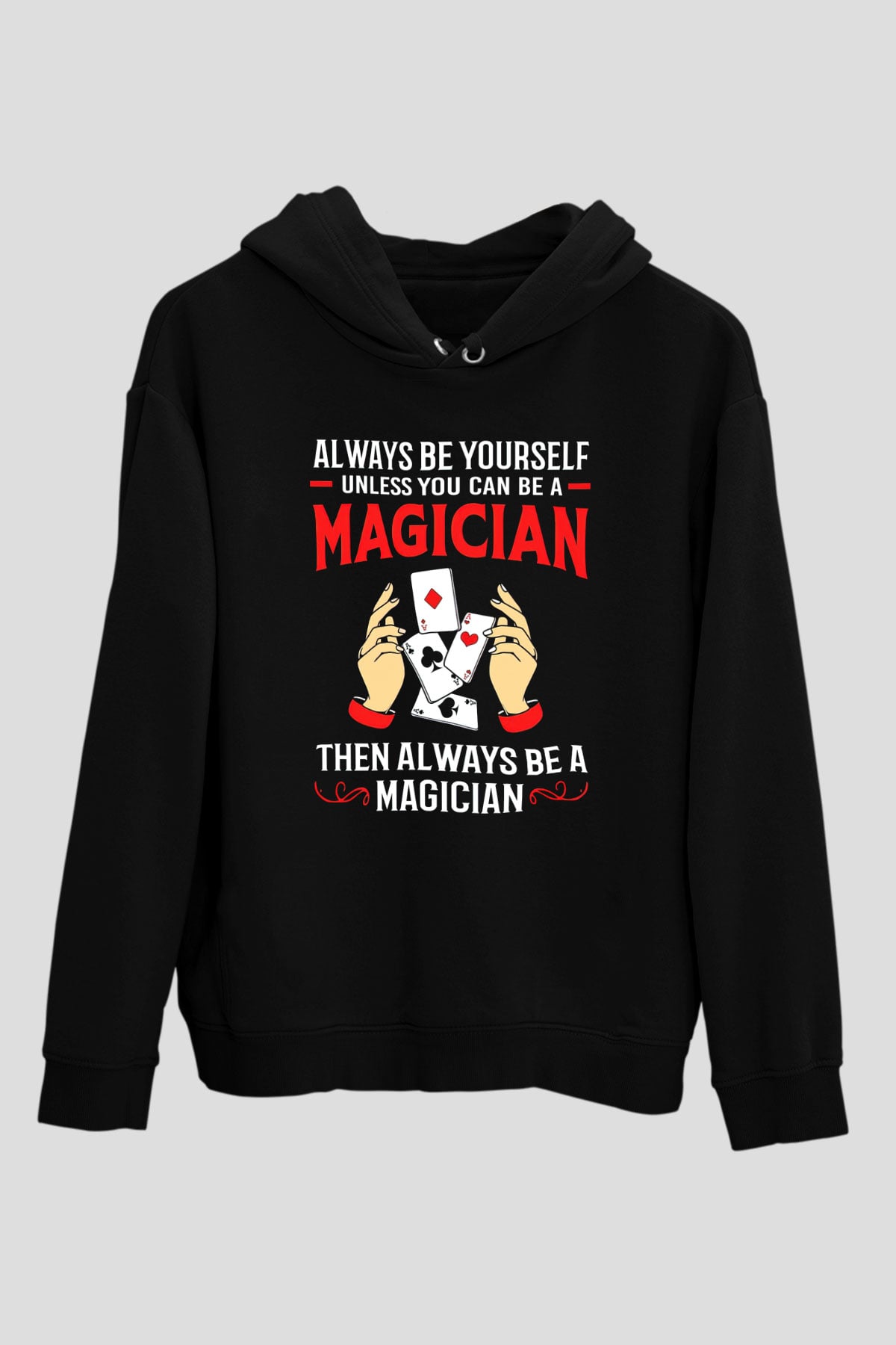 Sihirbaz Siyah Unisex Kapüşonlu Sweatshirt
