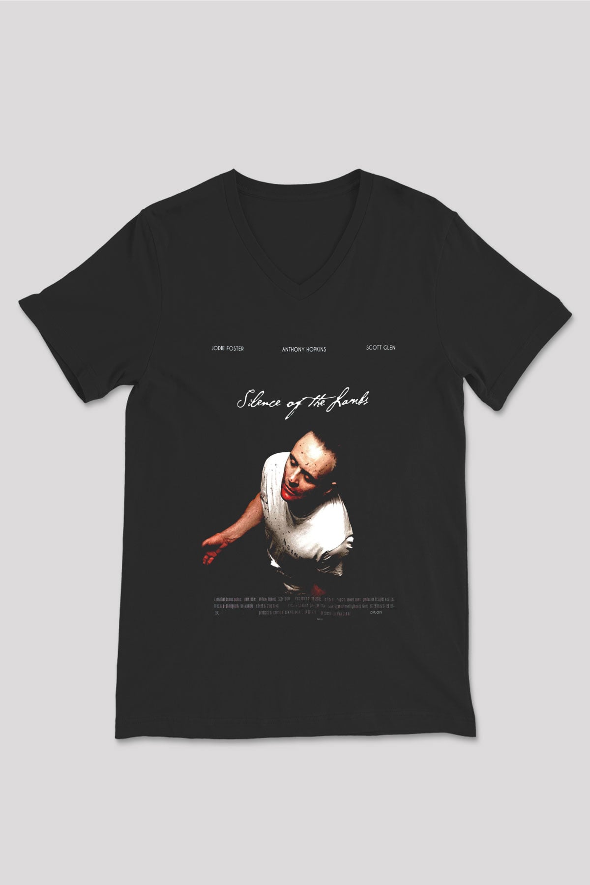 Silence of the Lambs Siyah Unisex V Yaka Tişört