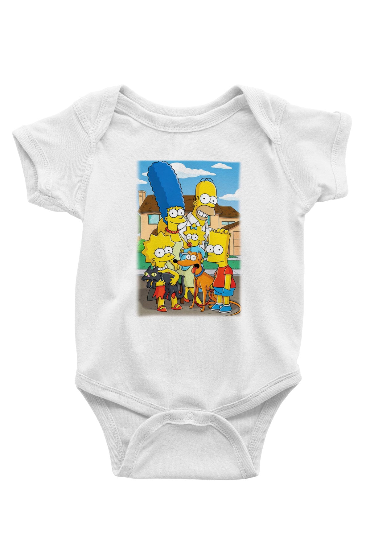 Simpsons Baskılı Beyaz Unisex Bebek Body - Zıbın