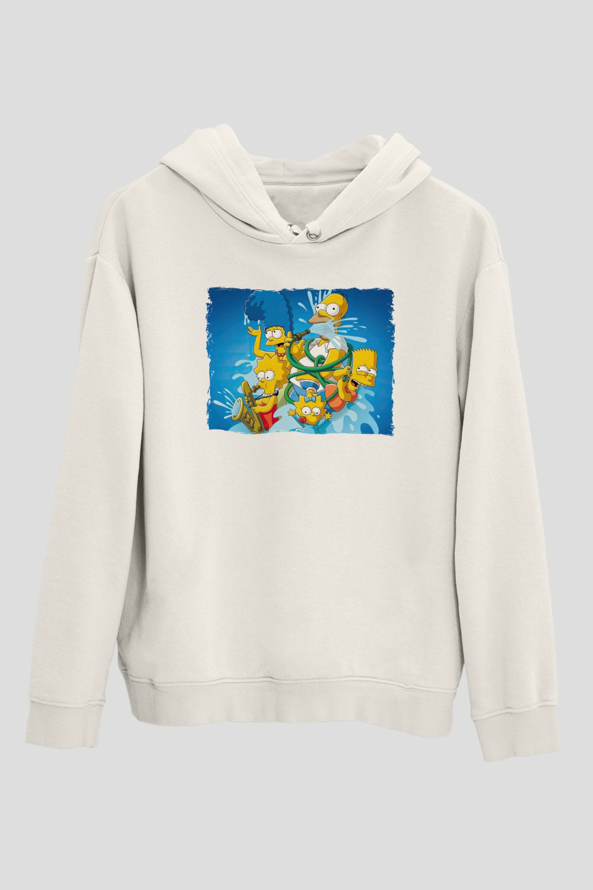 Simpsons Beyaz Unisex Hoodie
