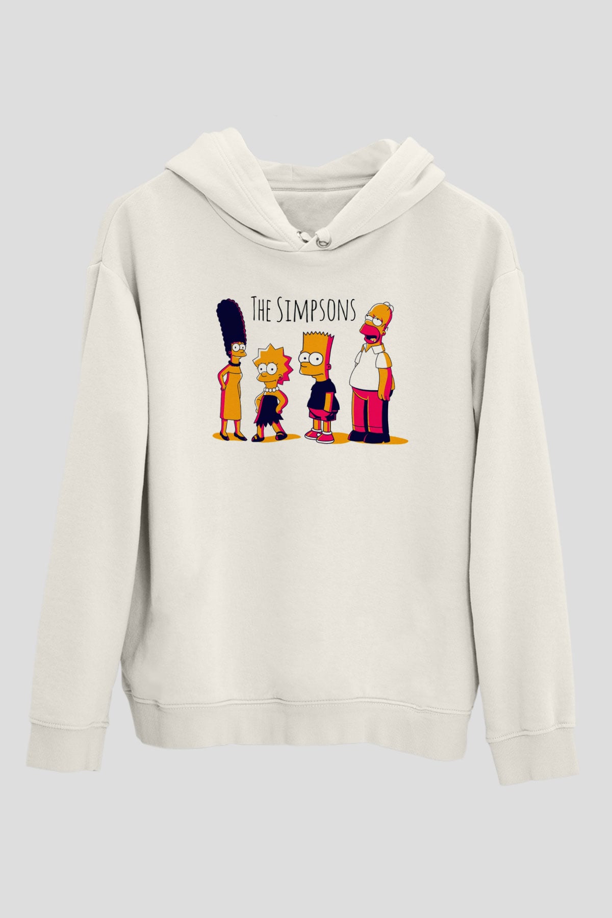 Simpsons Beyaz Unisex Hoodie