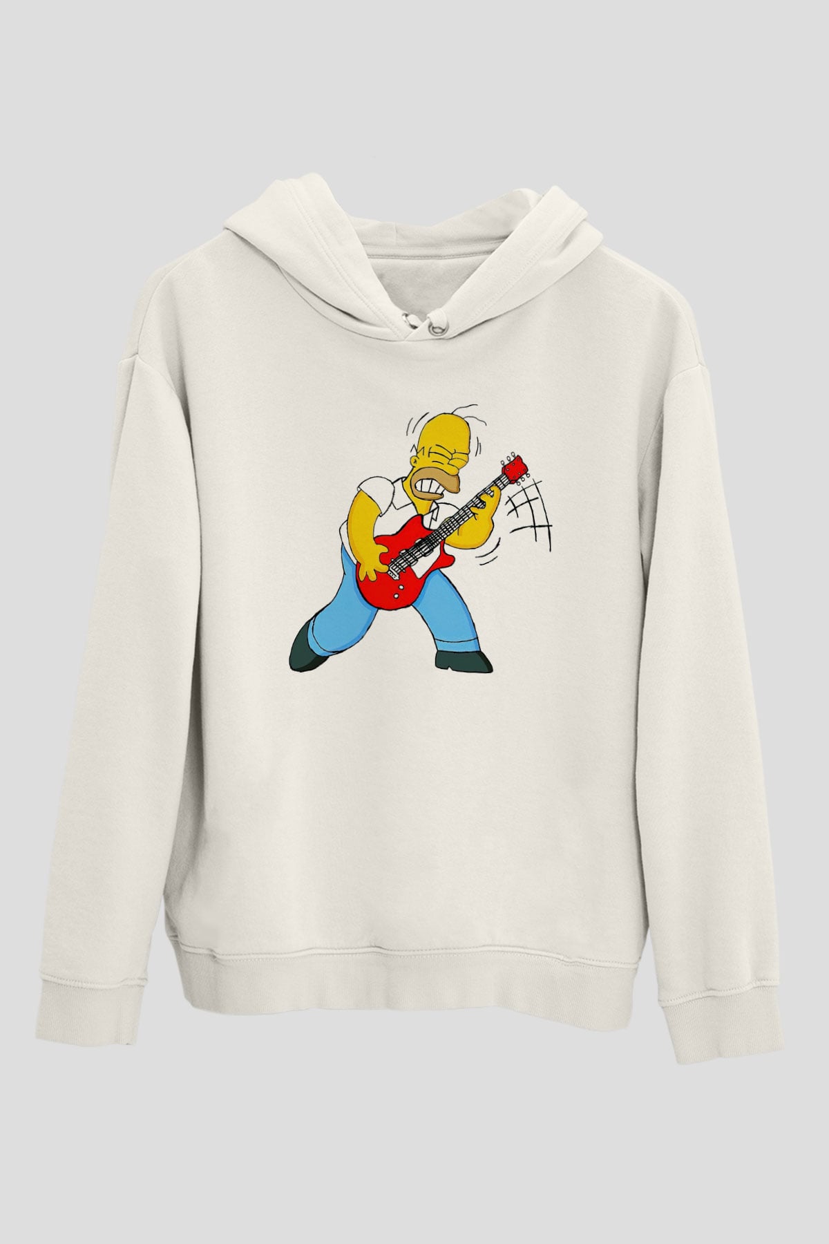 Simpsons Beyaz Unisex Kapşonlu Sweatshirt