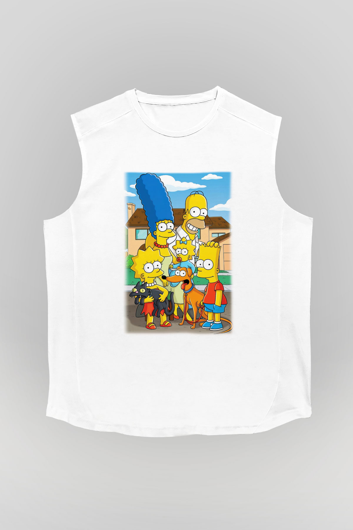 Simpsons Beyaz Unisex Kolsuz Tişört