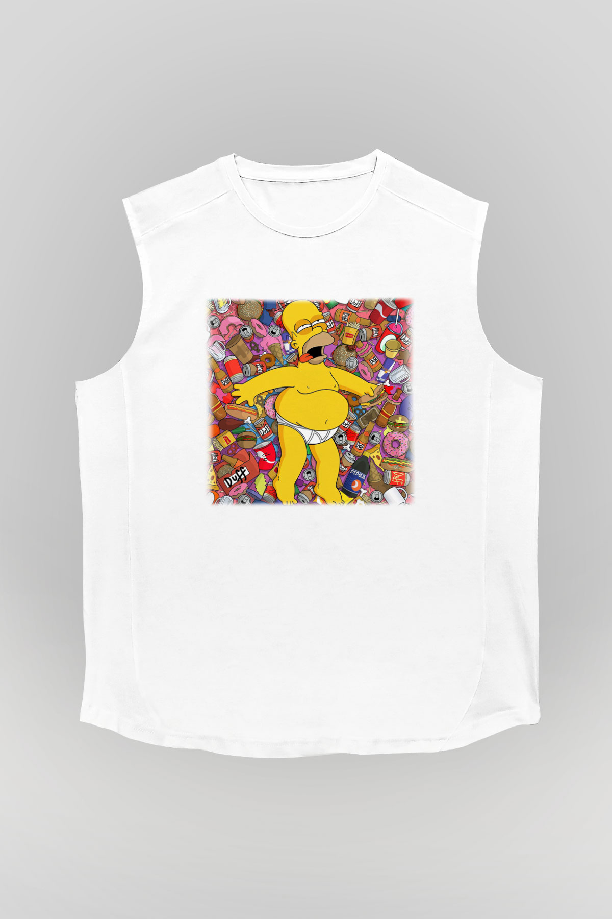 Simpsons Beyaz Unisex Kolsuz Tişört