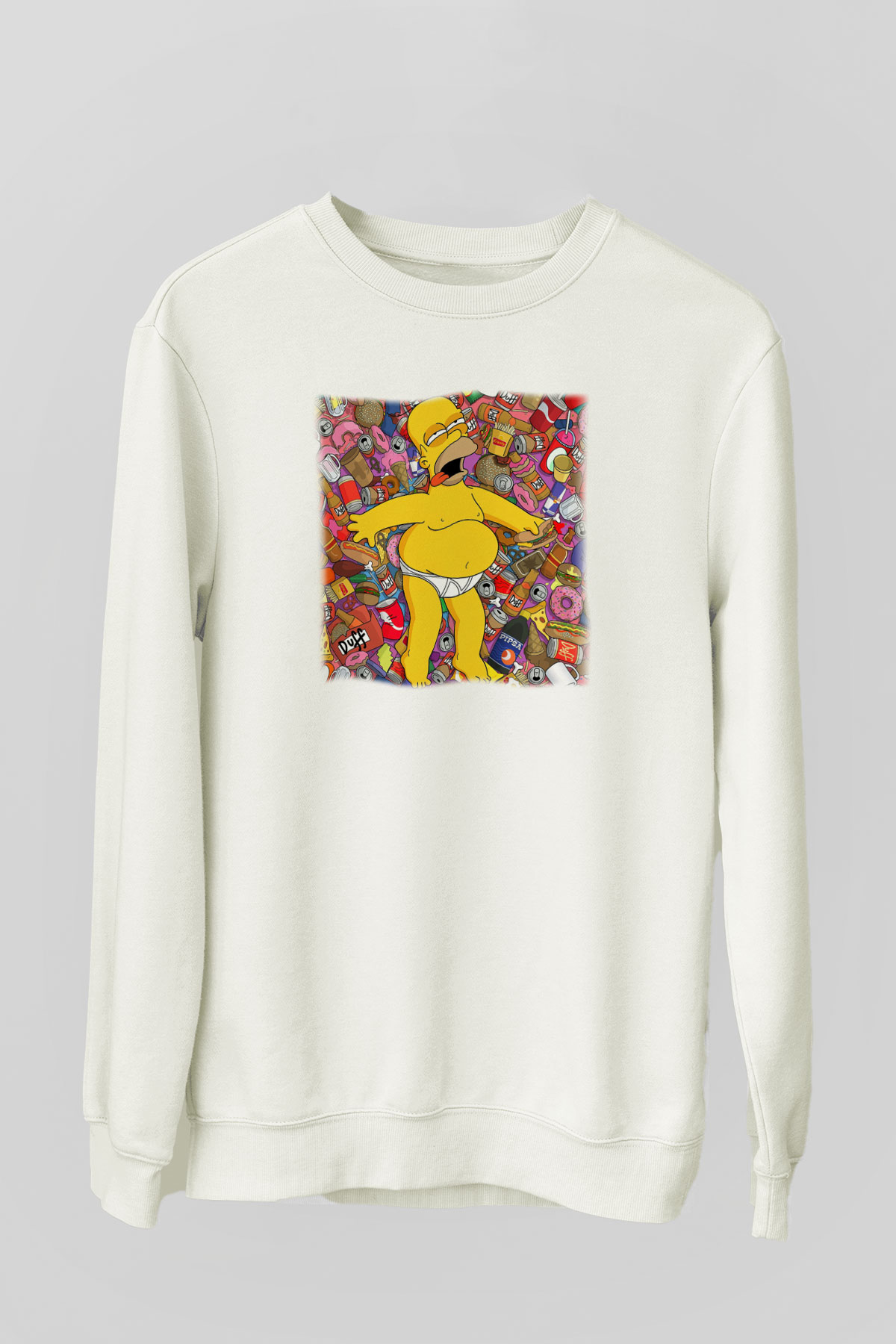 Simpsons Beyaz Unisex Sweatshirt