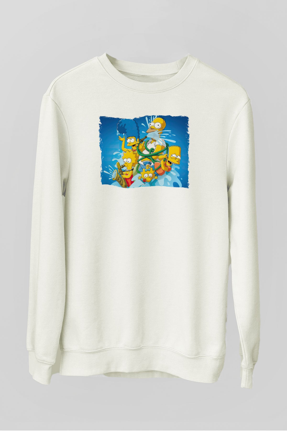 Simpsons Beyaz Unisex Sweatshirt
