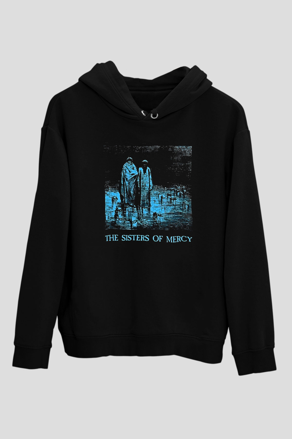 Sisters Of Mercy Baskılı Unisex Siyah Kapüşonlu Sweatshirt