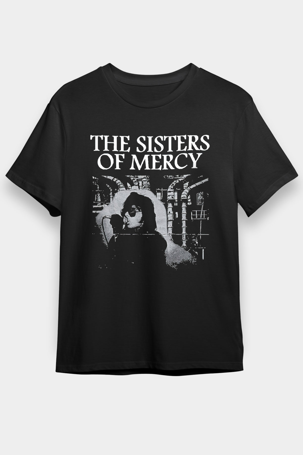 Sisters Of Mercy Baskılı Unisex Siyah Tişört - Tshirt