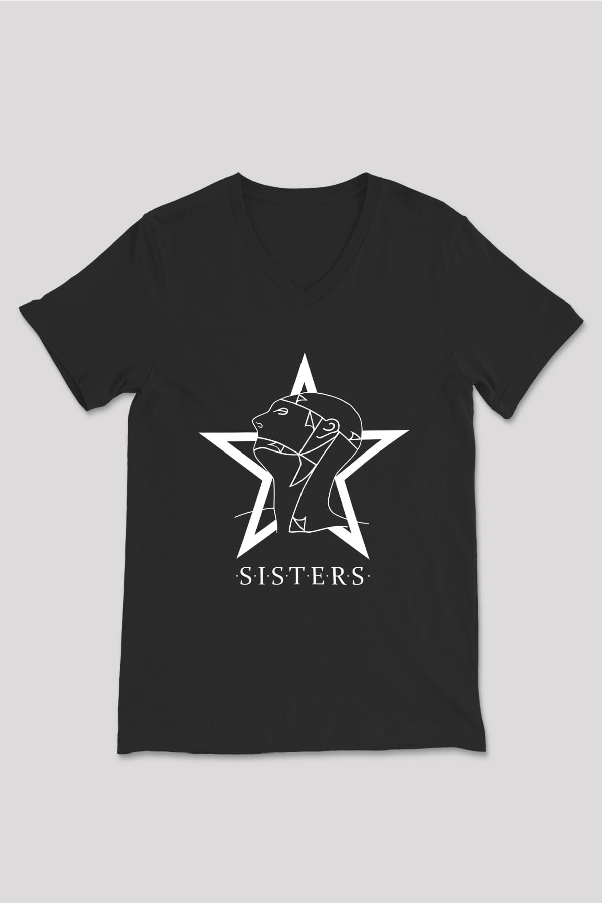 Sisters Of Mercy Baskılı Unisex Siyah V Yaka Tişört - Tshirt