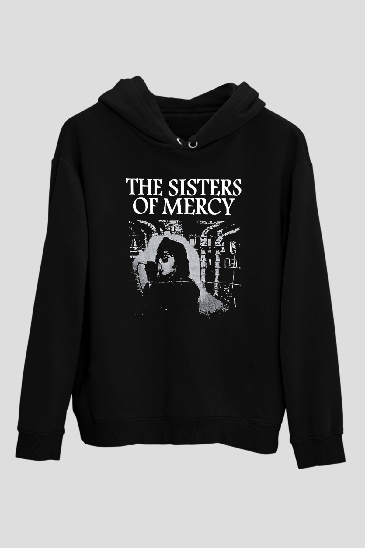 Sisters Of Mercy Baskılı Unisex Siyah Kapüşonlu Sweatshirt