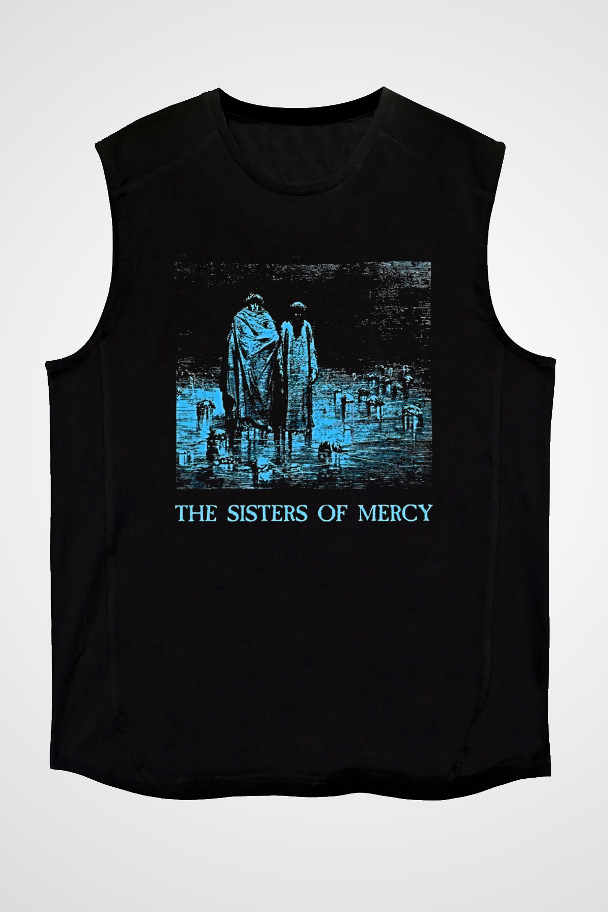 Sisters Of Mercy Baskılı Unisex Siyah Kolsuz Tişört - Tshirt