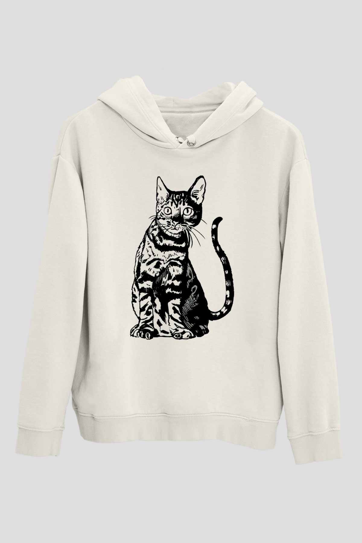Siyah KediBeyaz  Unisex Hoodie