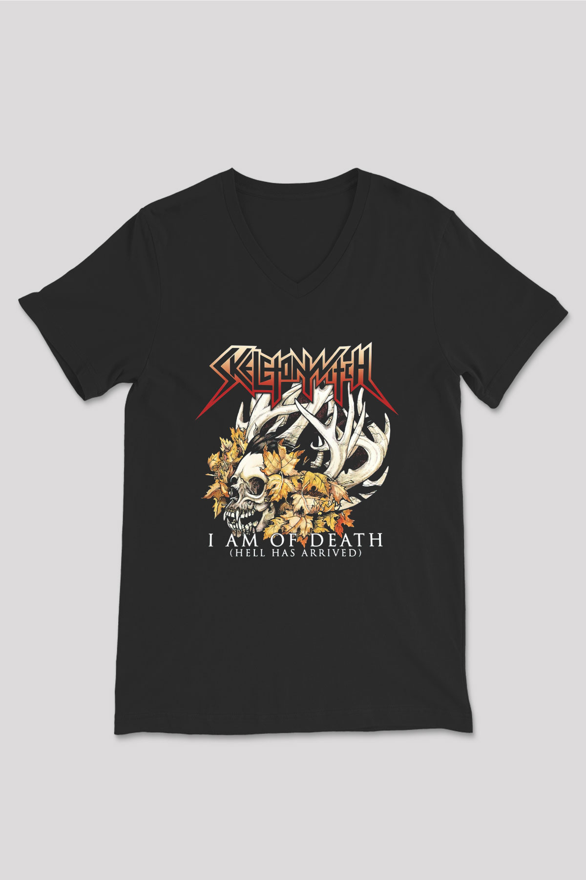 Skeletonwitch Siyah Unisex V Yaka Tişört T-Shirt