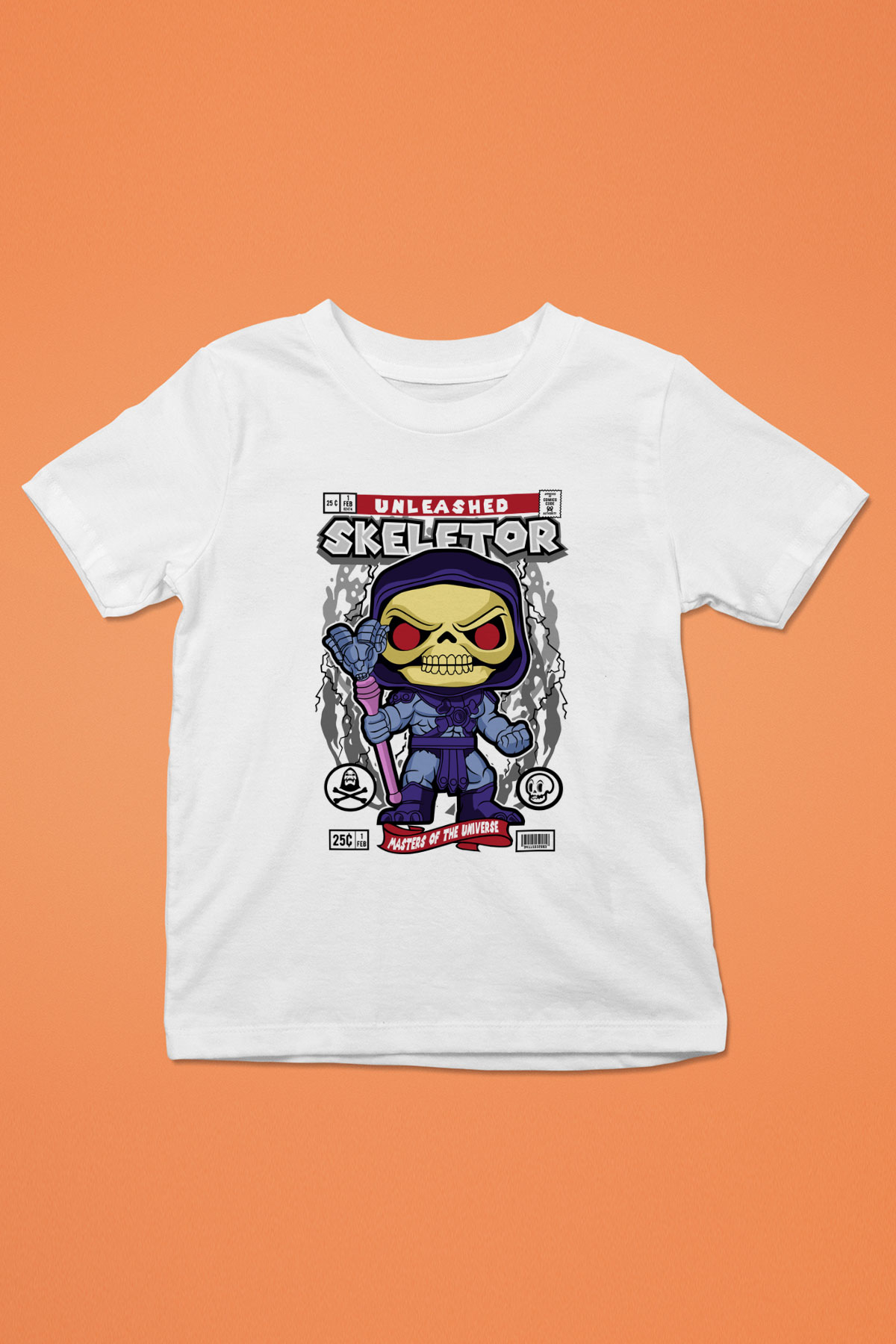 Skeletor Baskılı Unisex Beyaz Çocuk Tişört
