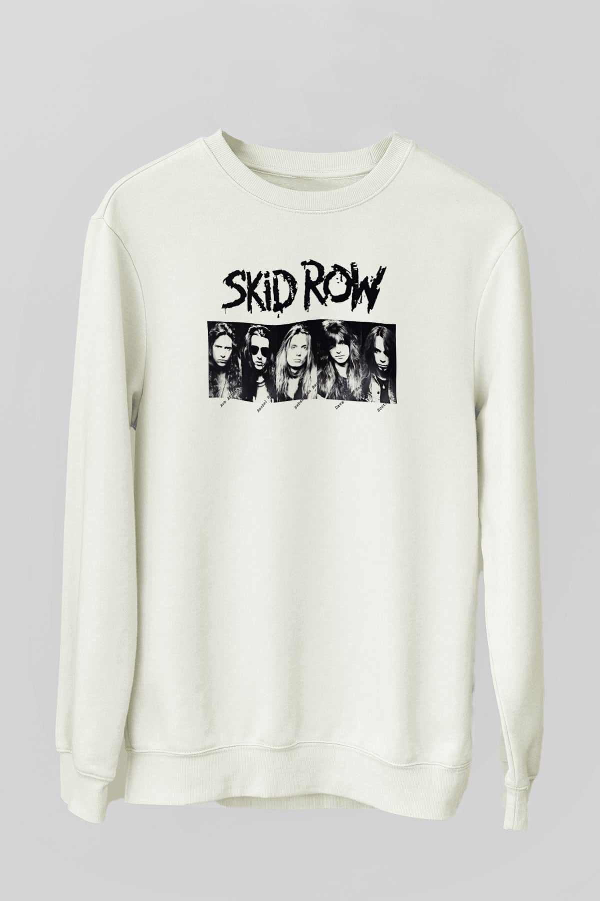 Skid Row Baskılı Beyaz Unisex Sweatshirt