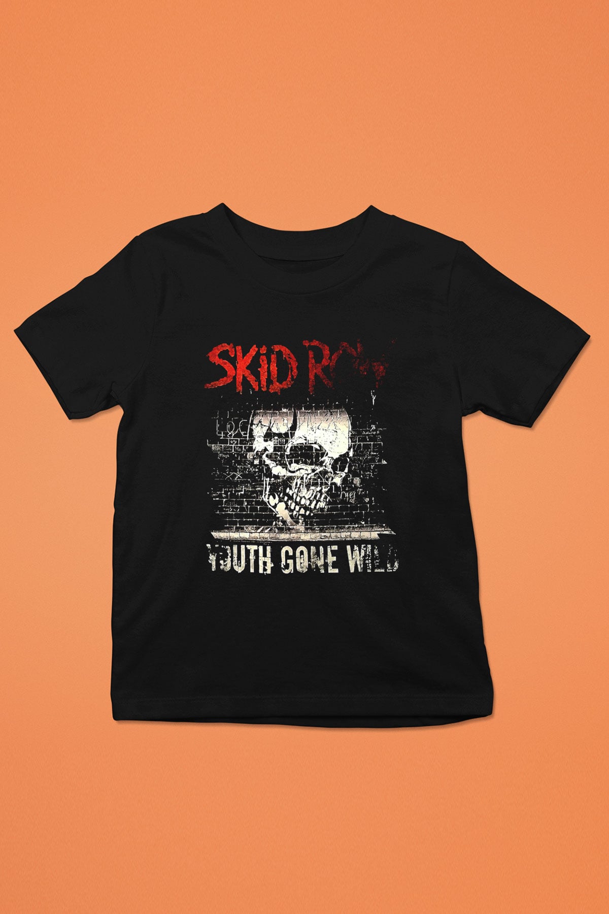 Skid Row Baskılı Unisex Siyah Çocuk Tişört - Tshirt