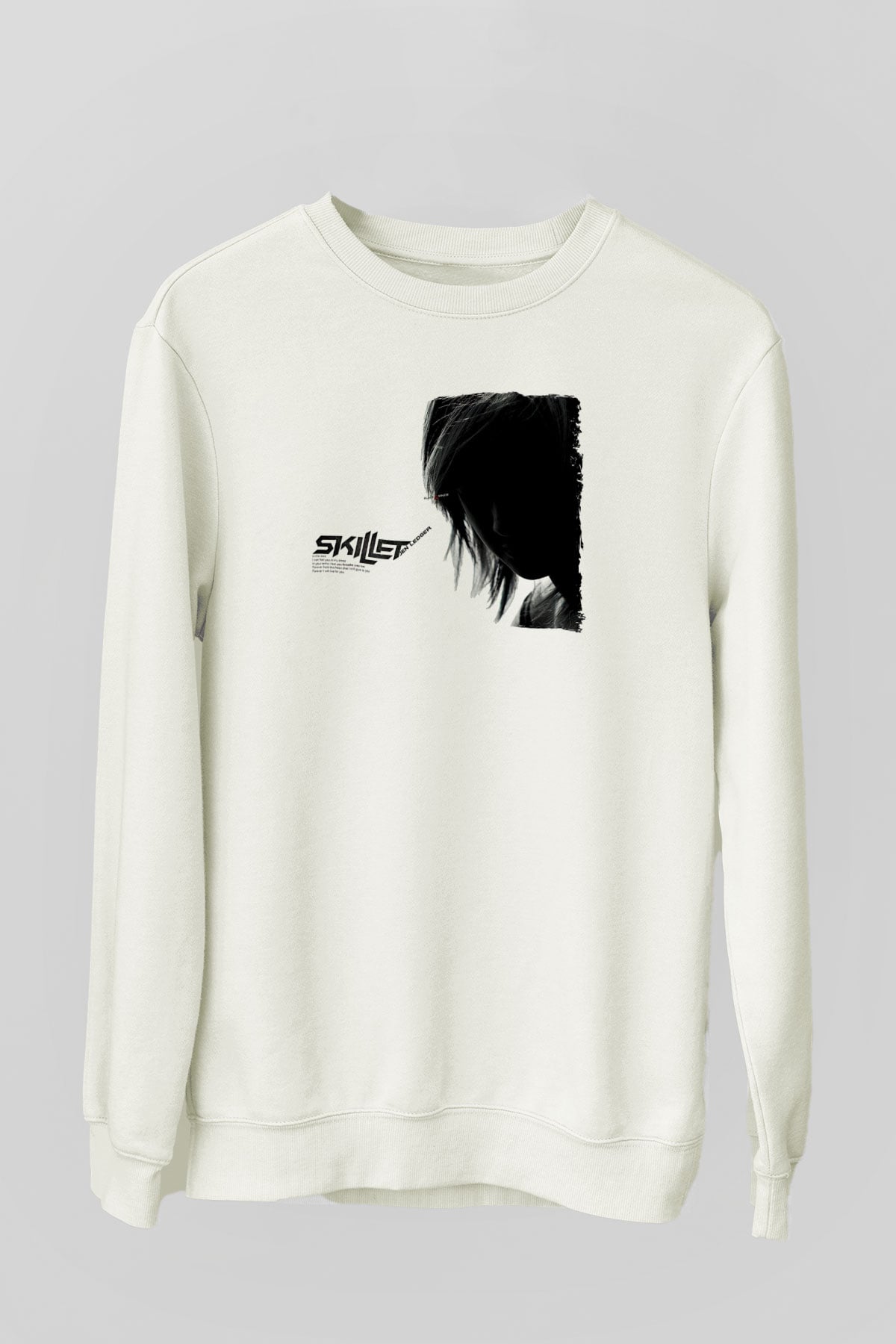 Skillet Baskılı Beyaz Unisex Sweatshirt