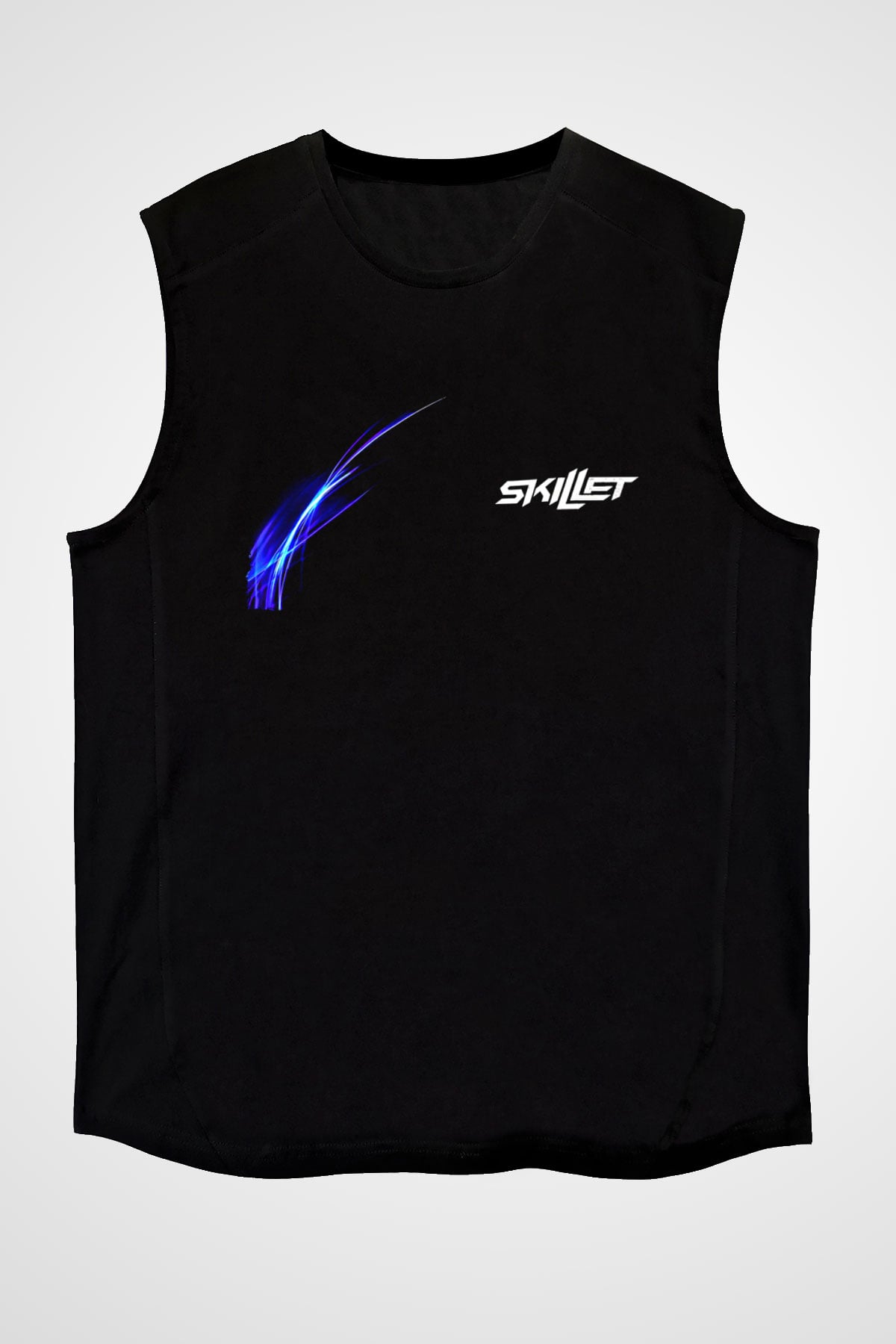 Skillet Baskılı Unisex Siyah Kolsuz Tişört - Tshirt