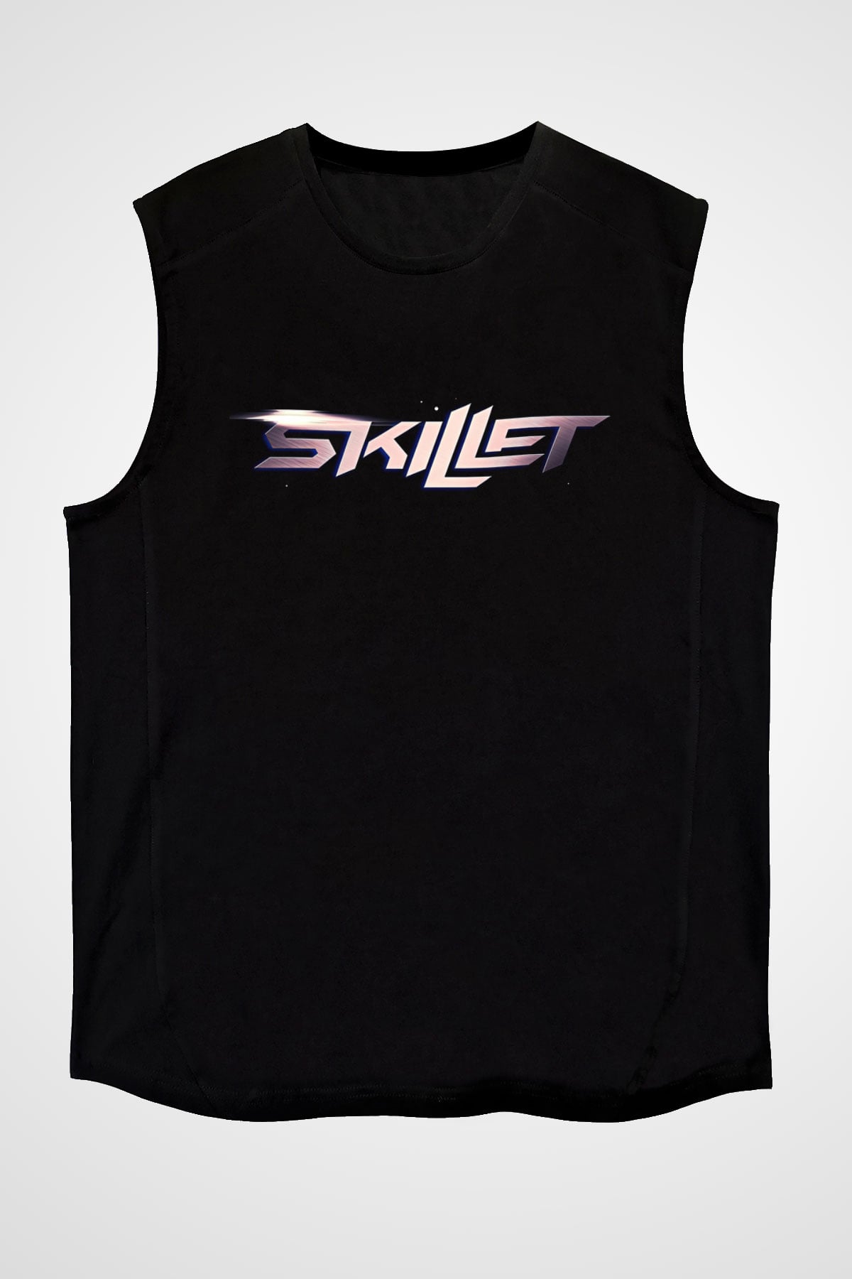 Skillet Baskılı Unisex Siyah Kolsuz Tişört - Tshirt
