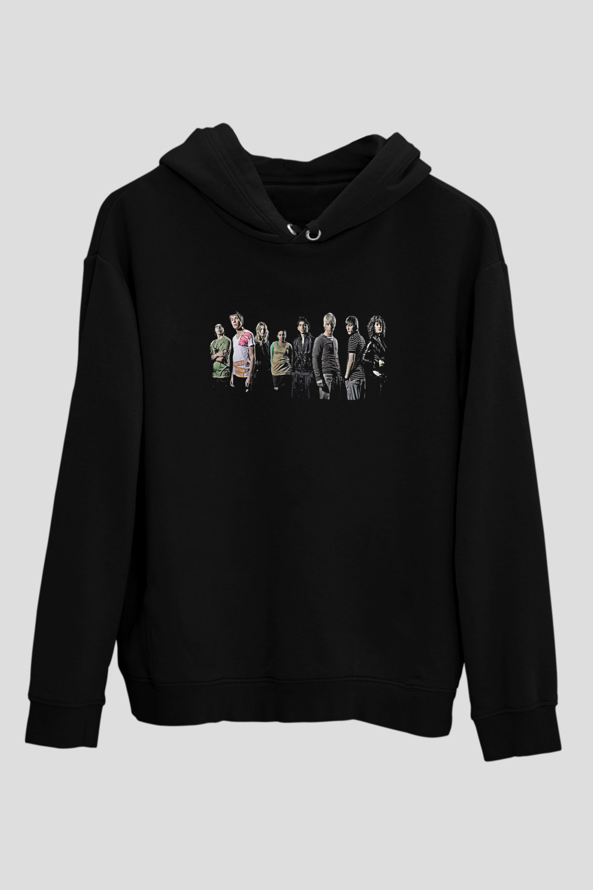 Skins Baskılı Unisex Siyah Hoodie