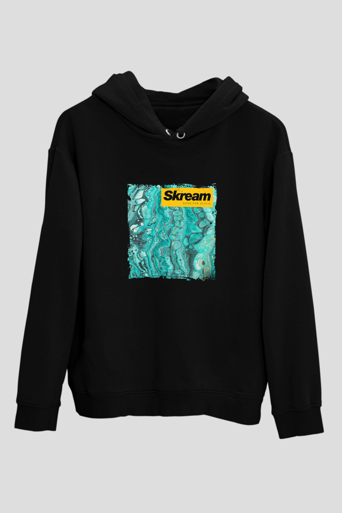 Skream Baskılı Unisex Siyah Hoodie