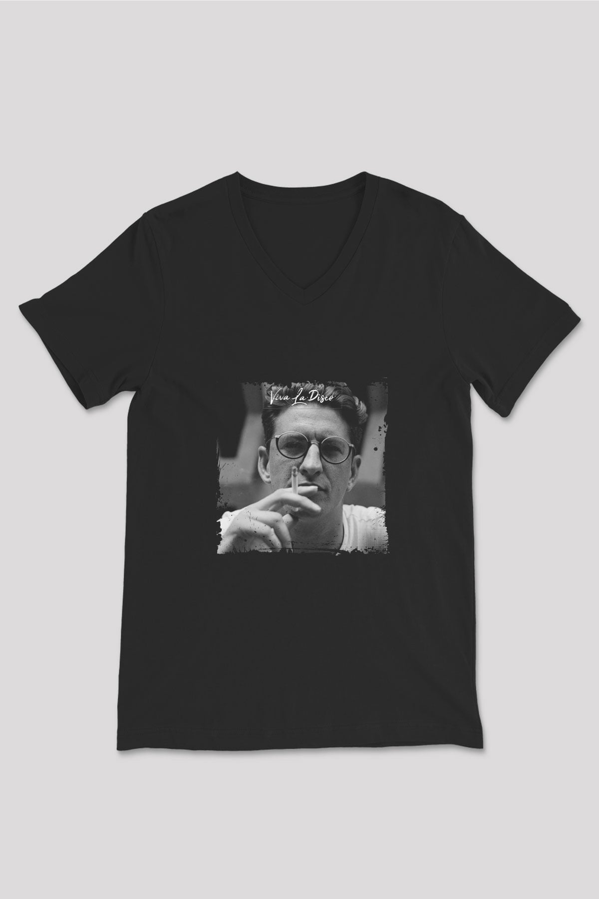 Skream Baskılı Unisex Siyah V Yaka Tişört
