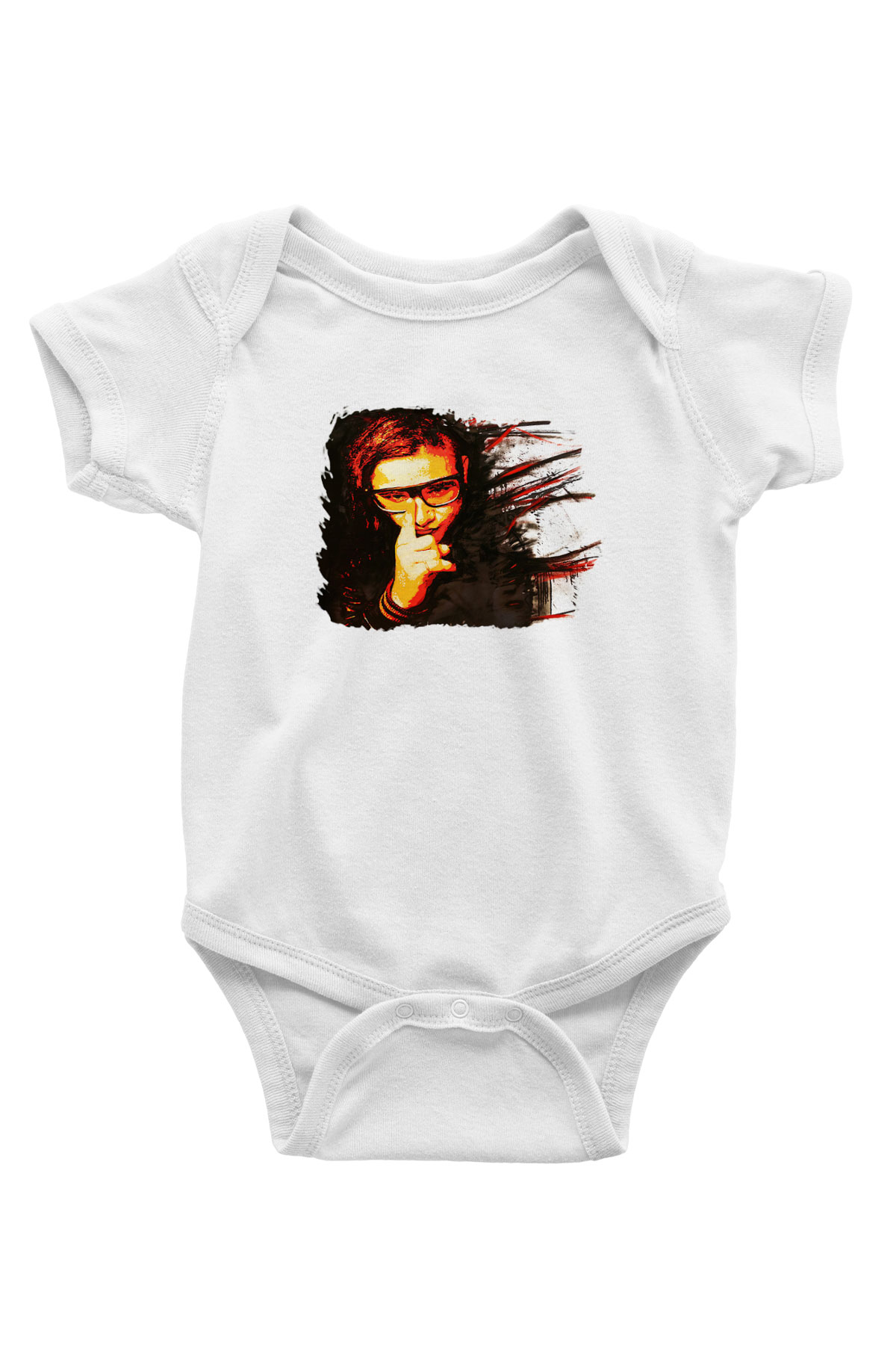 Skrillex Baskılı Beyaz Unisex Bebek Body - Zıbın