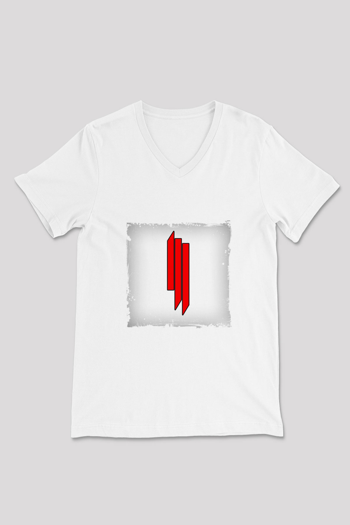 Skrillex Baskılı Beyaz V Yaka Unisex Tişört