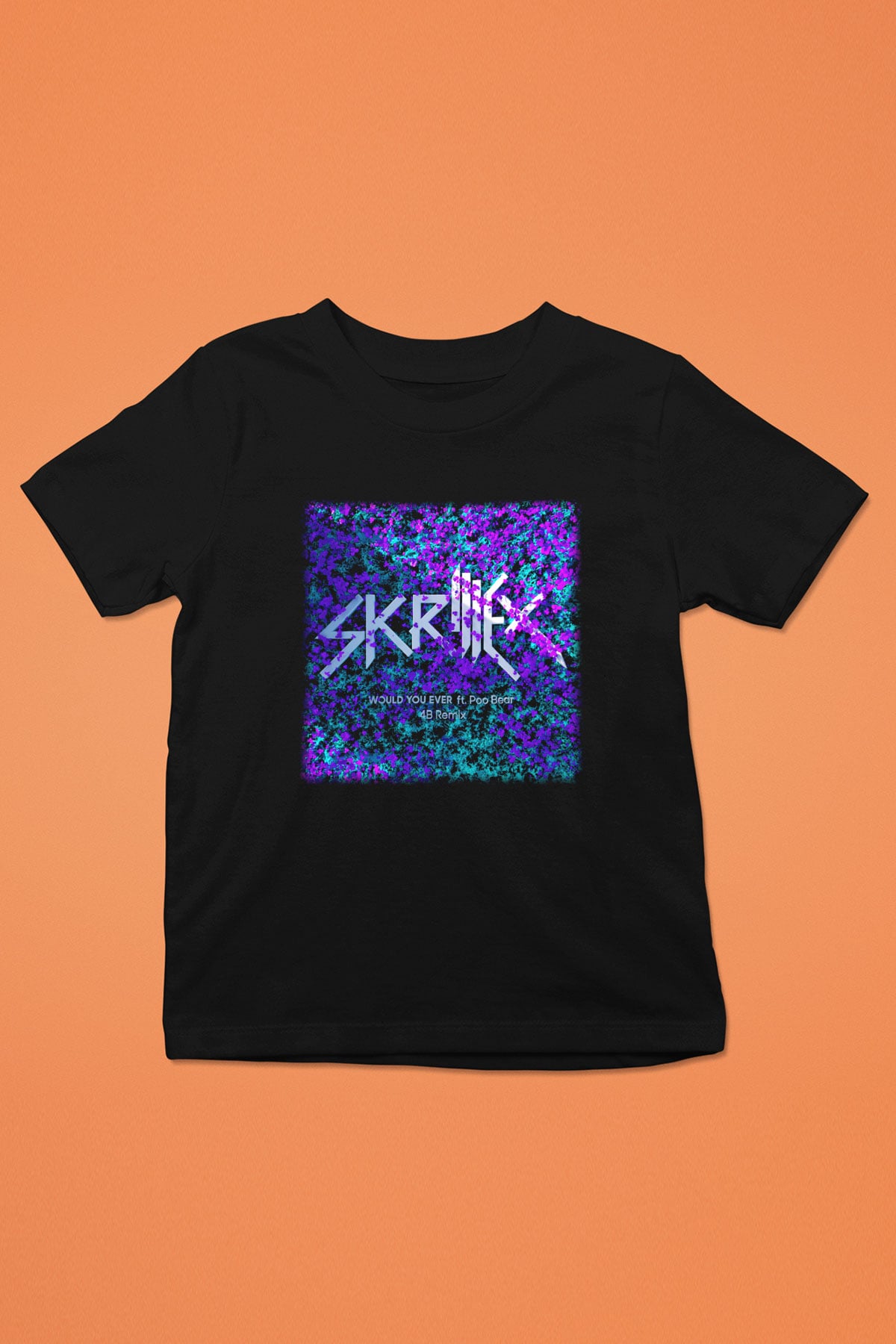 Skrillex Baskılı Siyah Unisex Çocuk Tişört