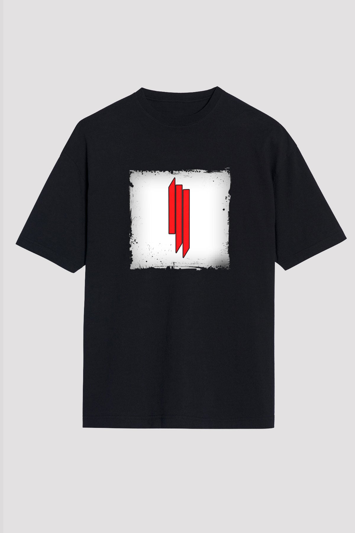 Skrillex Baskılı Unisex Oversize Siyah Tişört