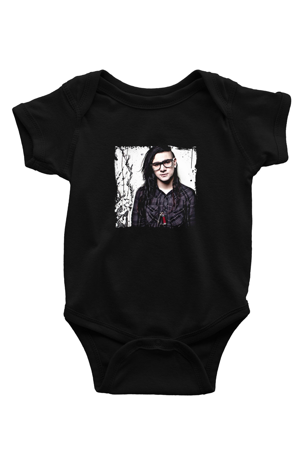 Skrillex Baskılı Unisex Siyah Bebek Body - Zıbın
