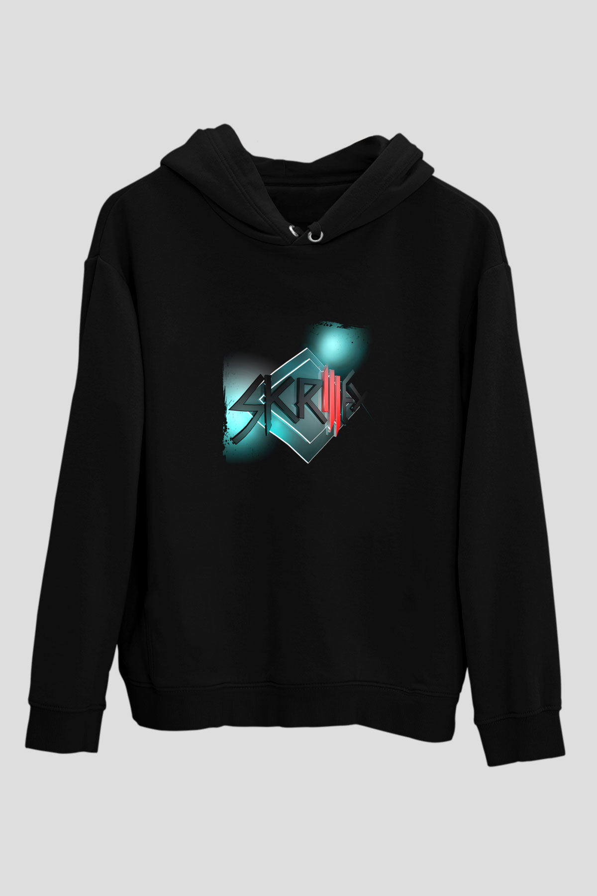 Skrillex Baskılı Unisex Siyah Hoodie
