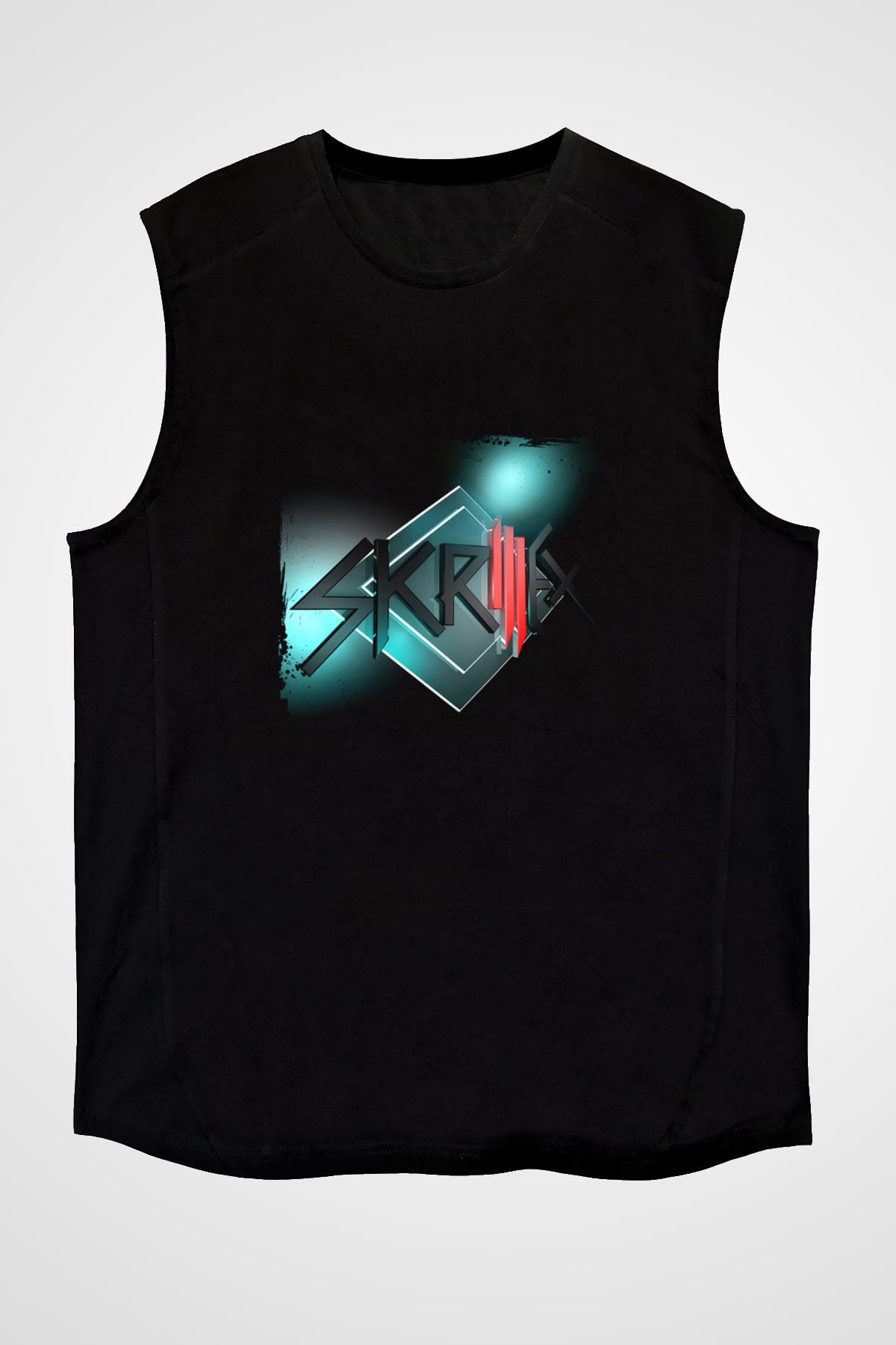 Skrillex Baskılı Unisex Siyah Kolsuz Tişört