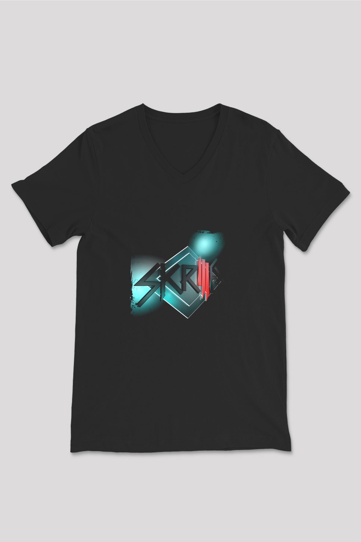 Skrillex Baskılı Unisex Siyah V Yaka Tişört