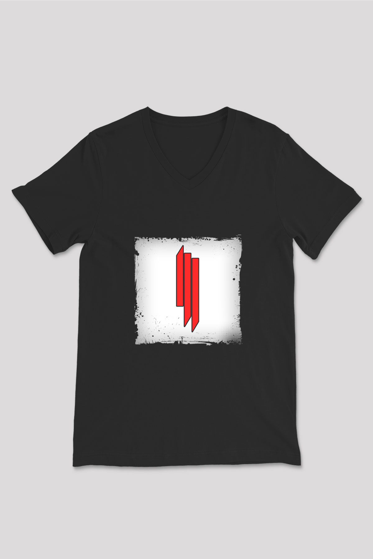 Skrillex Baskılı Unisex Siyah V Yaka Tişört