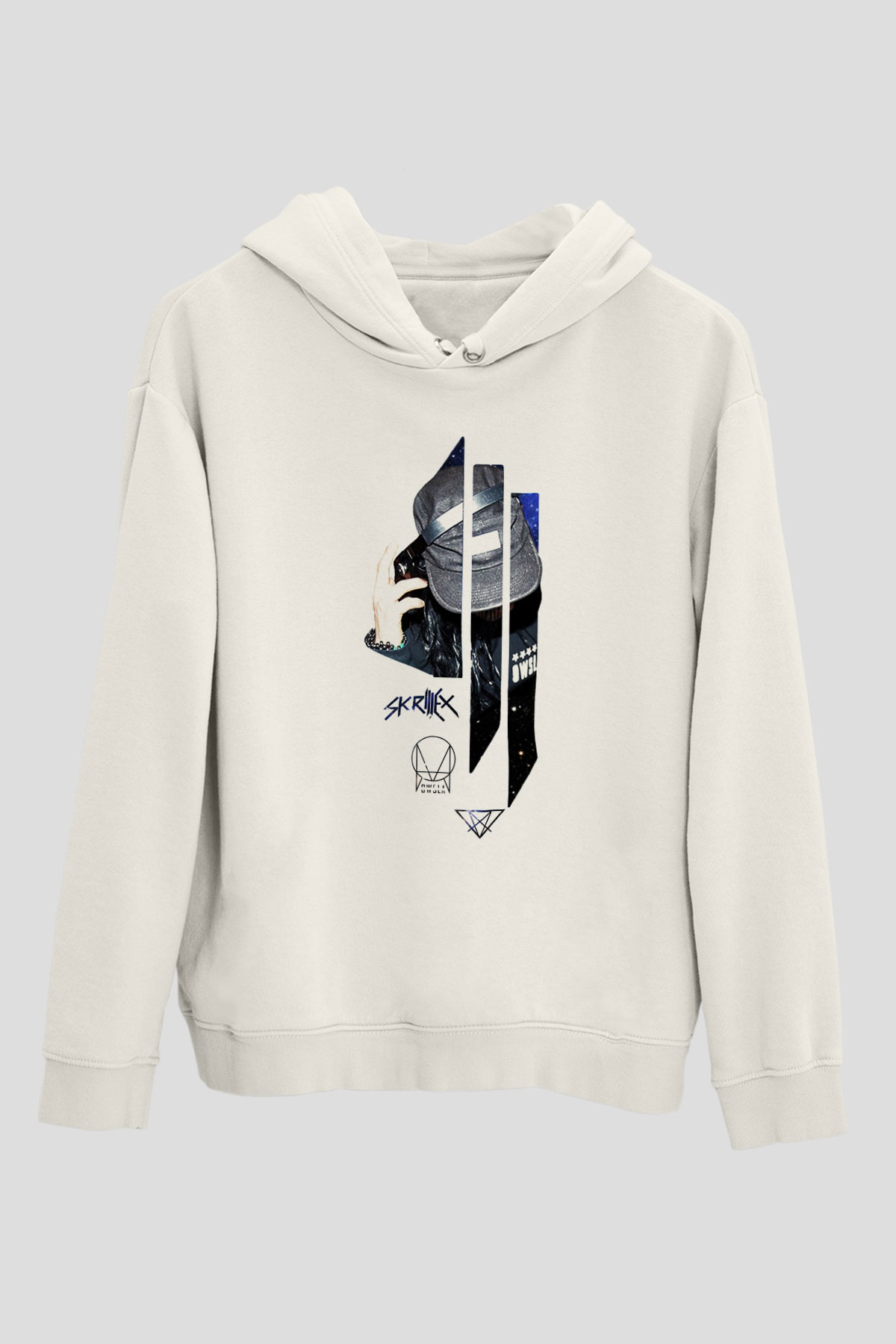 Skrillex Beyaz Unisex Kapşonlu Sweatshirt