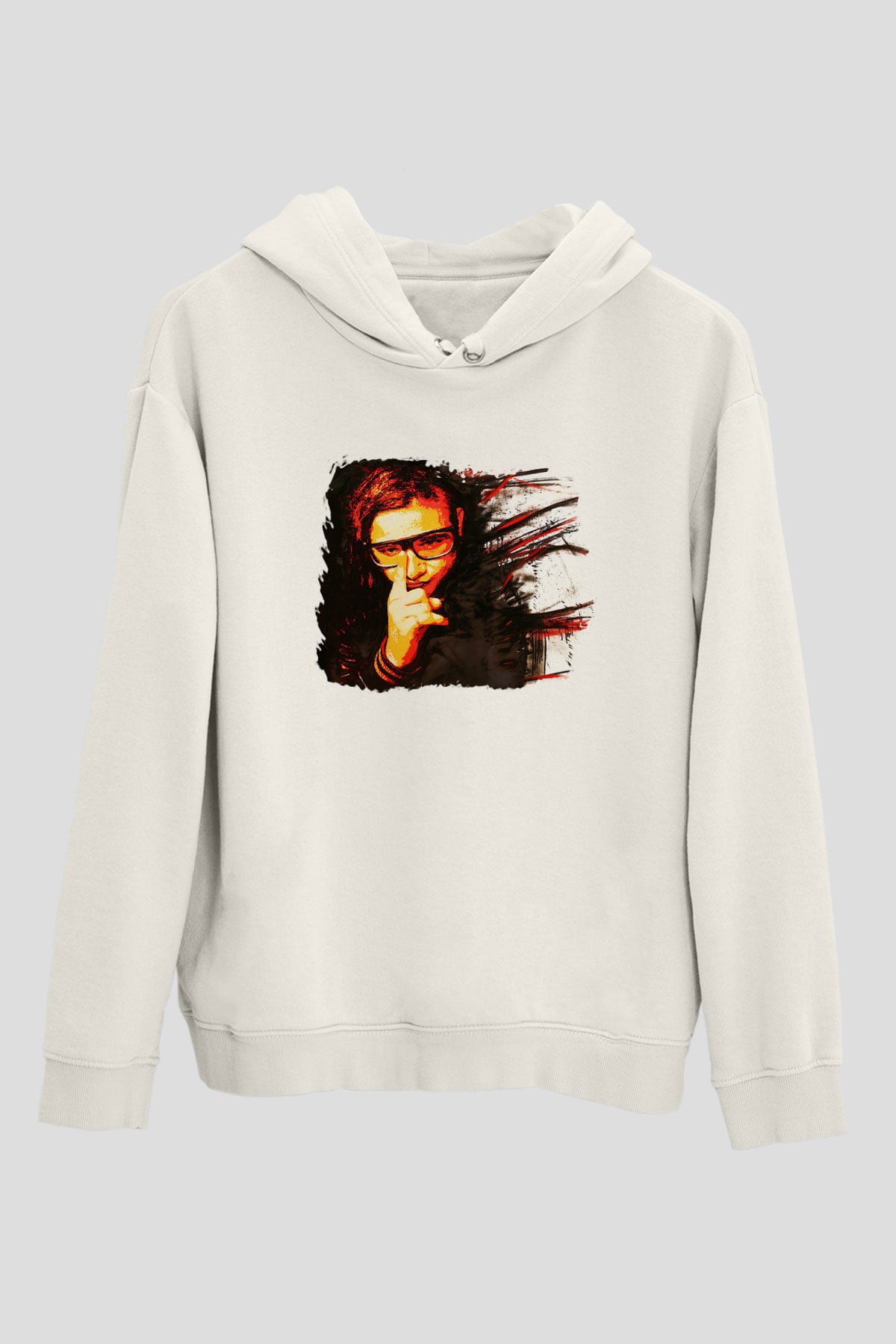 Skrillex Beyaz Unisex Kapşonlu Sweatshirt