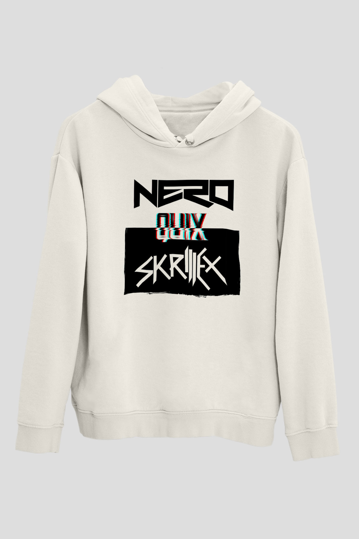 Skrillex Beyaz Unisex Kapüşonlu Sweatshirt