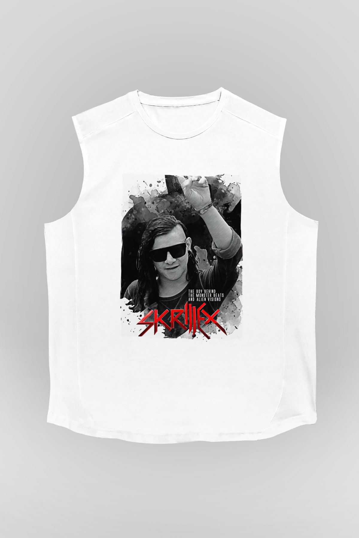 Skrillex Beyaz Unisex Kolsuz Tişört